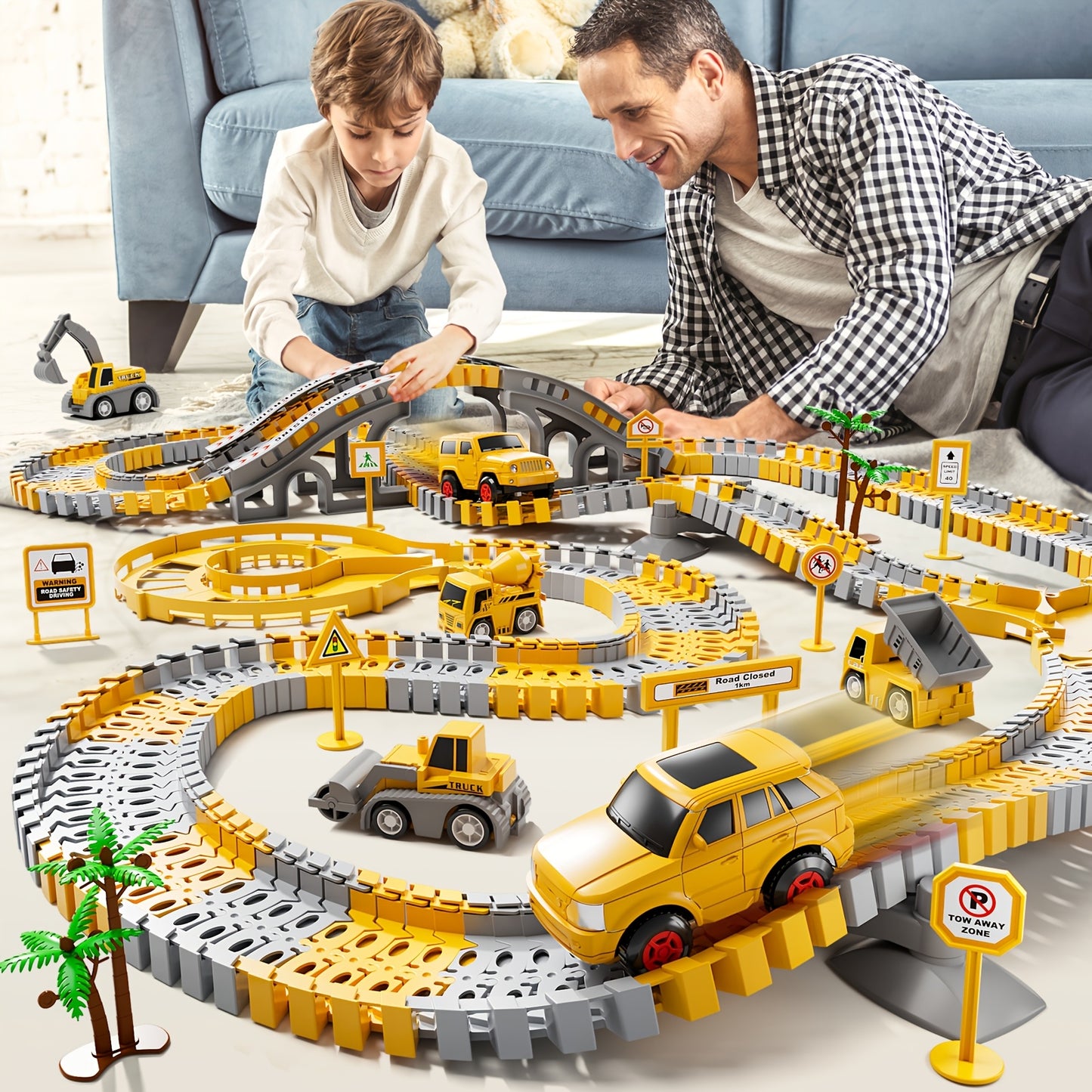 [Christmas Birthday Easter Gift] BABY HOME 236pcs Race Track Car Toy Set for Aged 3+, Track Splicing & Racing, Engineering Construction Style Track Racing, STEM Project Preschool Education, Christmas Birthday Easter Gift
