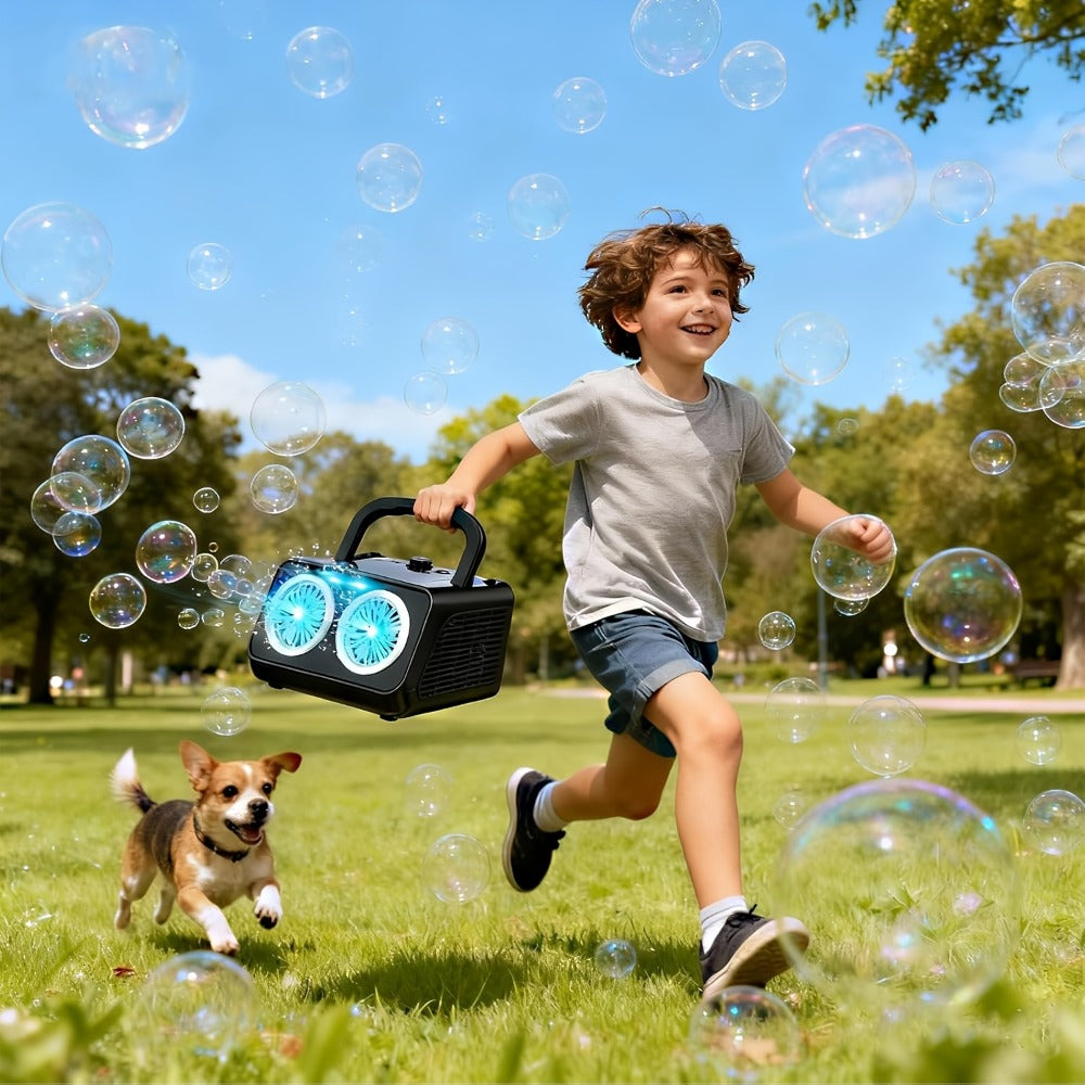 [Double Fan Bubble Machine] 1/ 2 Sets - Party Essential, Atmosphere Bubble Machine, Indoor and Outdoor Children's Toys, Wedding, Birthday, Halloween and Christmas Gifts (excluding Batteries and Foam Liquid), Activities and Entertainment