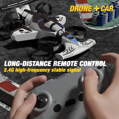 Mini Air & Land Drone Car with Collision Avoidance – 2-in-1 RC Quadcopter & Ground Vehicle for Kids Beginners, Stable Flight, USB Rechargeable, Safe Indoor Flying Toy Gift for Boys Girls