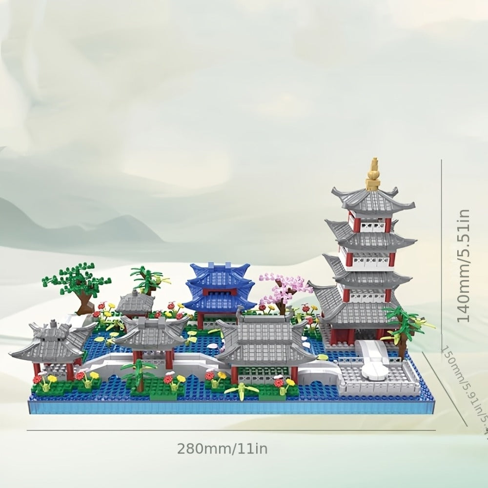 Hangzhou West Lake Building Blocks Set 3282 Pcs – Miniature Chinese Architecture Model with Pagoda & Cherry Blossom Tree, Collectible Landscape Display Kit for Adults & Teens, Cultural Gift