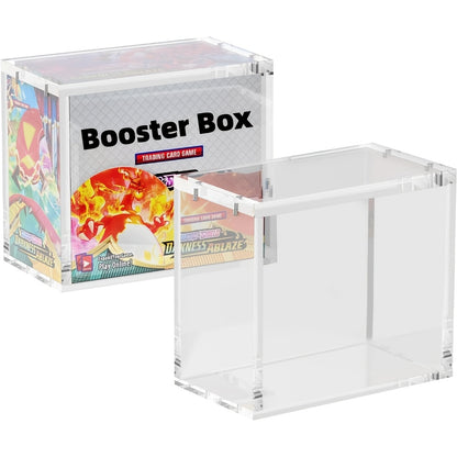 Booster Box (Not ETB !) Case Acrylic Display Case Compatible With PKMN Booster Box Case 6mm+6mm+3mm Thick Stackable Booster Box Acrylic Case With Magnets Lid Clear Boxes For Display