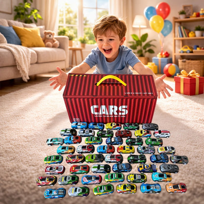 Parking Garage Toy Set 48pcs for Boys, 4-Level Car Garage with Friction Powered Mini Cars Track Ramp, Toddler Vehicle Playset Birthday Gift Ages 3 4 5 6