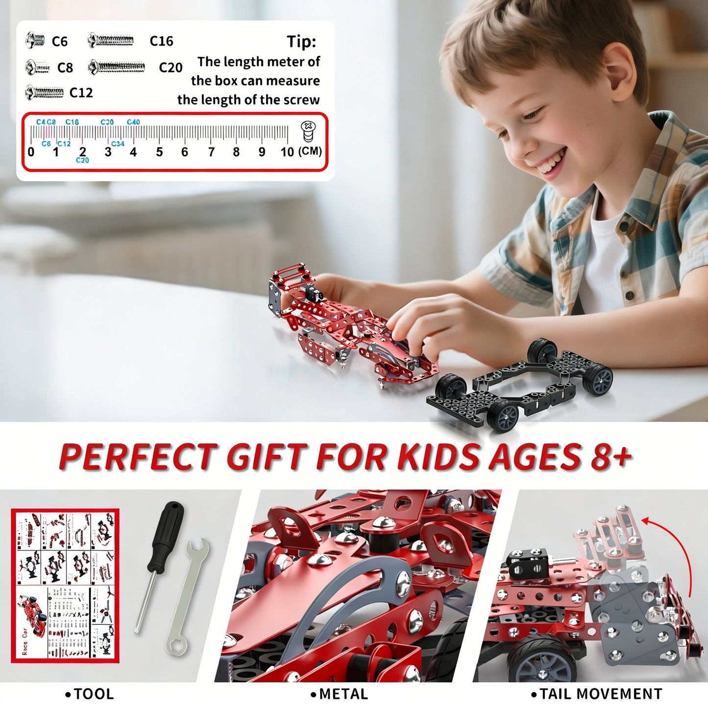Building Kit Model Car Set - 283/ 287pcs STEM Project Toys for Kids, Assembly Building Vehicle for Boys Gift