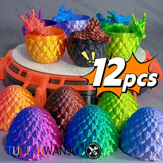 [Festival Celebration Parties] 12pcs Dragon And Dragon Egg Set Ornaments Statues, Random Color, 11.81-Inch Dragon, 3.54Inch Eggs, Home Decoration, Festival Celebration Parties, Small Gifts, Suitable for Office, Bedroom, Living Room