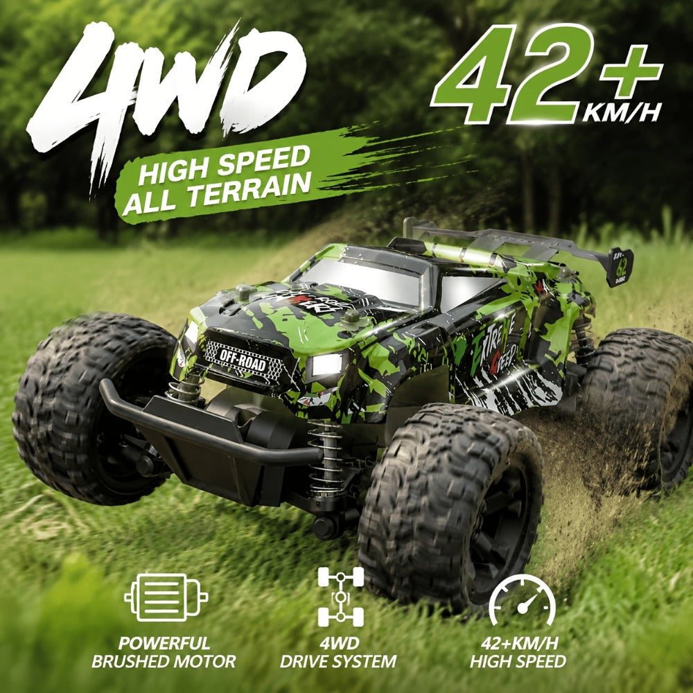 High-Speed RC Off-Road Car for Boys 2.4GHz Impact-Resistant Drop-Proof Remote Control Vehicle – Cool All-Terrain Toy Ages 3+ Christmas Birthday Gift (Green)