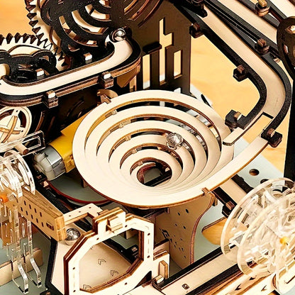 Electric 3D Wooden Puzzles Marble Run Model Kits Brain Teaser Puzzle DIY Handmade Christmas Gift(Without Battery) Halloween Party Favors