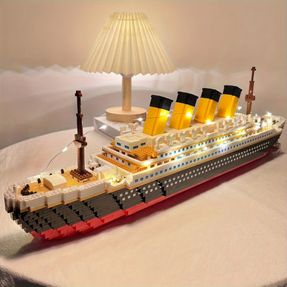 Cruise Ship Building Blocks Model Set 3000+ Pieces – Large Scale Ocean Liner Brick Construction Kit Compatible with LEGO for Adults Teens Kids Ages 12+, Stunning Display Model Birthday Holiday Gift