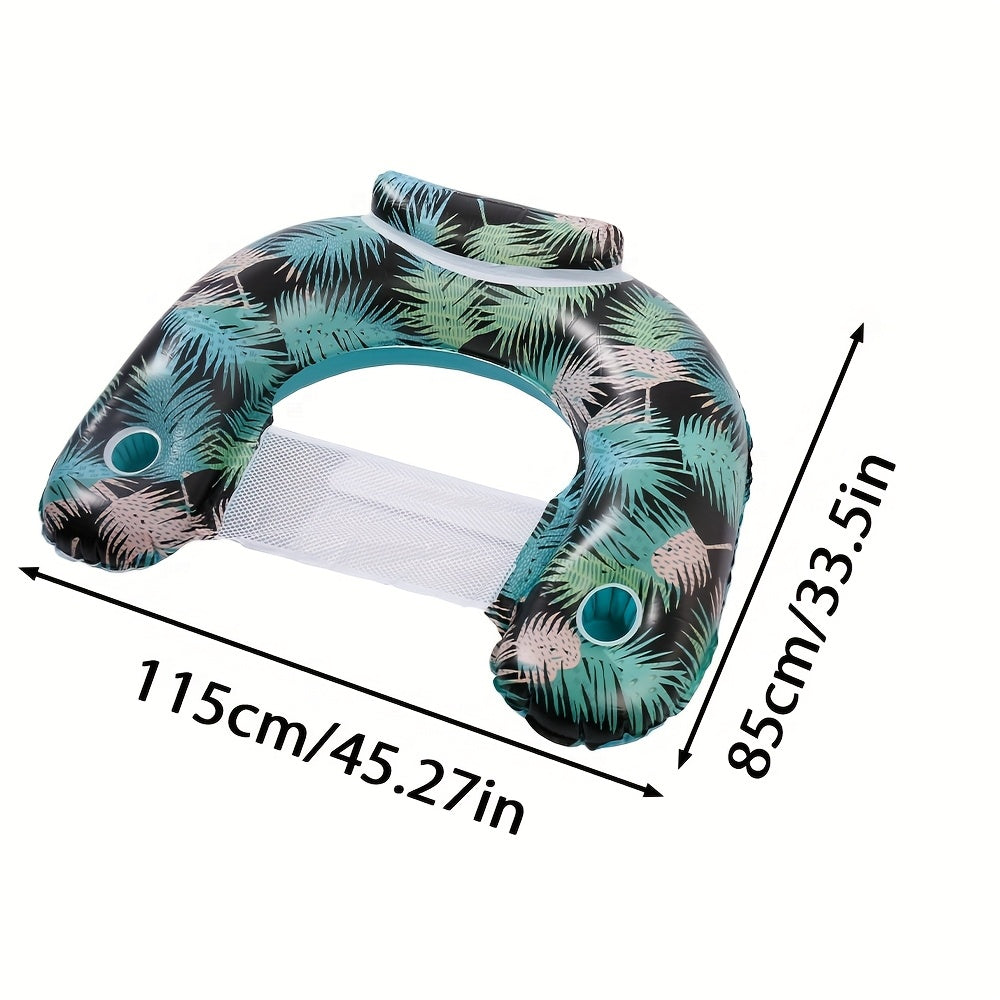 Premium Inflatable Pool Lounge Chair for Adults - Heavy Duty PVC Float with 2 Secure Cup Holders & Ergonomic Support, 2025 Leak-Proof Design, Inflatable Pool Accessorie, Inflatable Pool Toy, Inflatable For Pool, Floatie For Pool