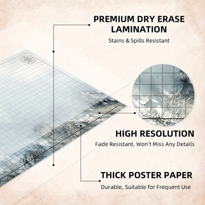DnD Battle Map 3 Pack 24x36 Inch Dry Erase – Double-Sided 6 Terrain Grid Mats with Dice Accessories & Shoulder Bag, 1 Inch Grids for D&D 5e Pathfinder TRPG Tabletop RPG, Dungeon Master Gift