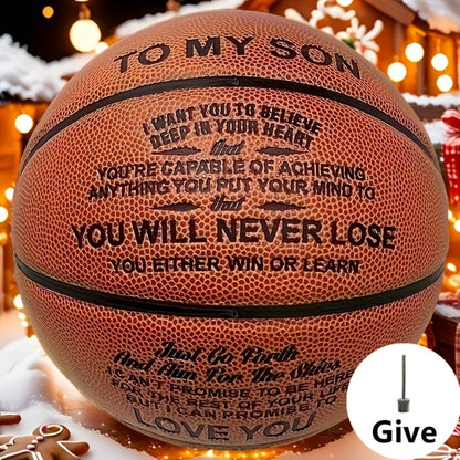 Personalized Basketball Gift for Son & Grandson Standard Size with Pump To My Son To My Grandson Heartfelt Message Sports Birthday Christmas Holiday Gift for Boys Teens