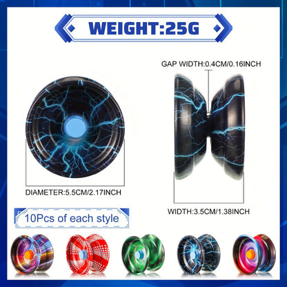Metal Alloy Yoyo Bulk 50 Pcs Responsive Yo-Yo Set for Beginners Kids Adults Auto Return String Trick Yoyos Colorful Party Favors Gift Boys Girls Students