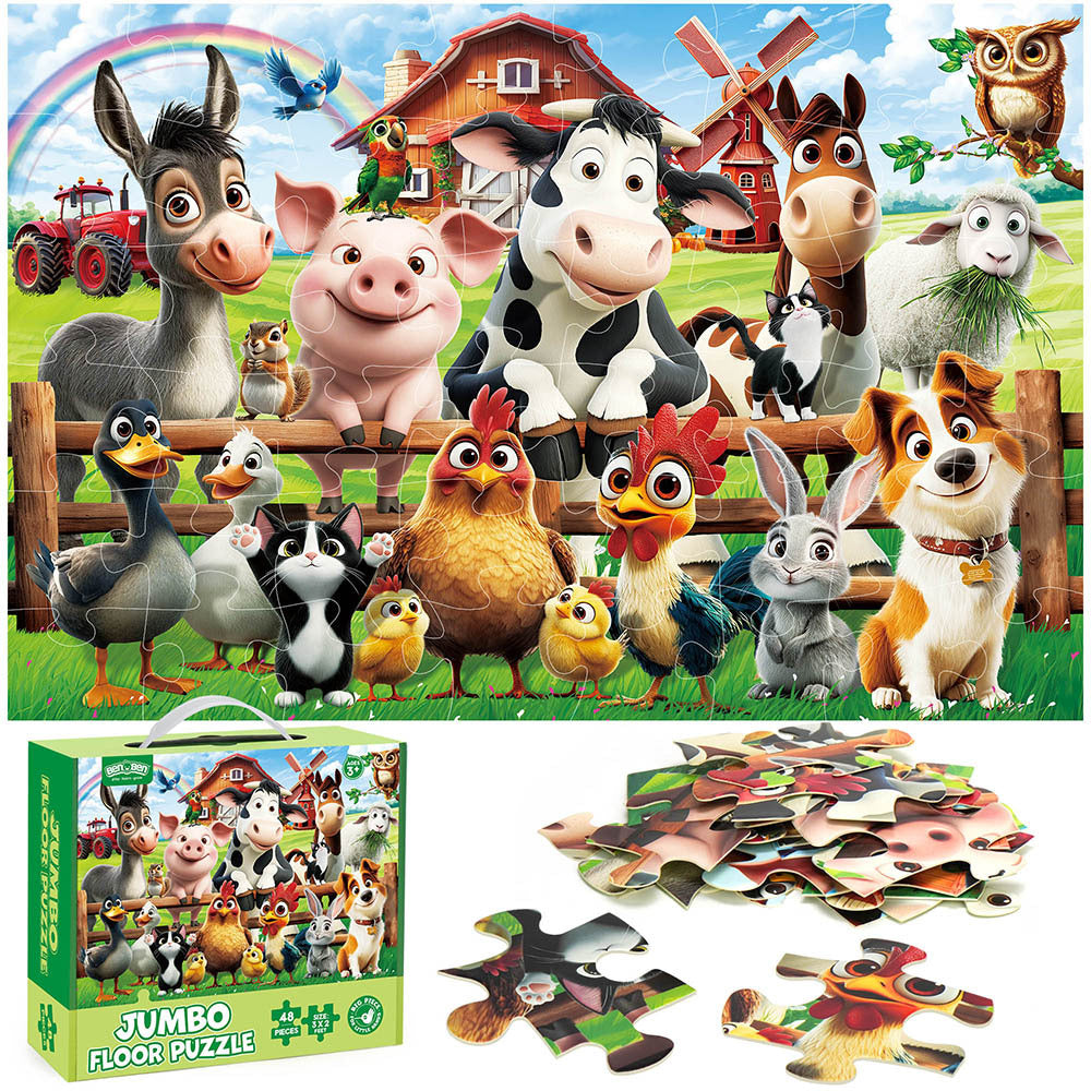 Floor Puzzles For Kids, Magical Mermaid/ Farm Animals Puzzles For Kids Ages 3+, Large Jigsaw Puzzles, Education Preschool Tools For Boys Girls 3+ 4 5 6+ Years Old, Intelligence Challenging Educational Gift, for Christmas Xmas Birthday