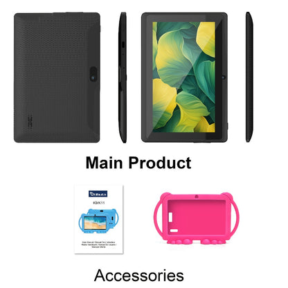 Tibuta 7 Inch Android 12 Kids Tablet – 32GB ROM, 4GB RAM, 2.4G WiFi, GMS, Eye Protection Display, Parental Control, Dual Cameras, Shock-Resistant Cover, Pink, Birthday Christmas Gift for Kids