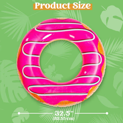 Glitter Donut Pool Float 32.5'' (3-Pack), Inflatable Swim Ring, Fun Balloon Ring Toy for Summer Pool Party And Donut Party Supplies