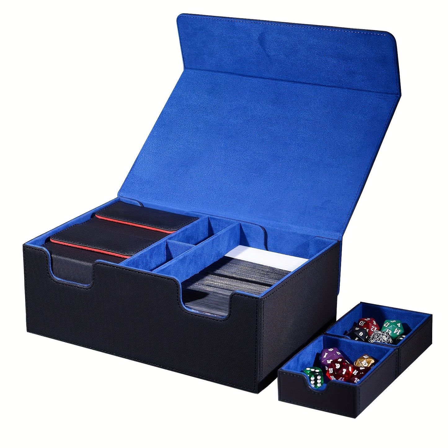 Deck Box Magnetic for 600+ MTG Cards, High Capacity Card Deck Case for 4 Small Card Deck Case, Collecting Card Storage Box Including 2 Dice Tray,Suitable for MTG, TCG Trading Cards YuGiOh and Sport Card