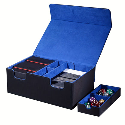 Deck Box Magnetic for 600+ MTG Cards, High Capacity Card Deck Case for 4 Small Card Deck Case, Collecting Card Storage Box Including 2 Dice Tray,Suitable for MTG, TCG Trading Cards YuGiOh and Sport Card