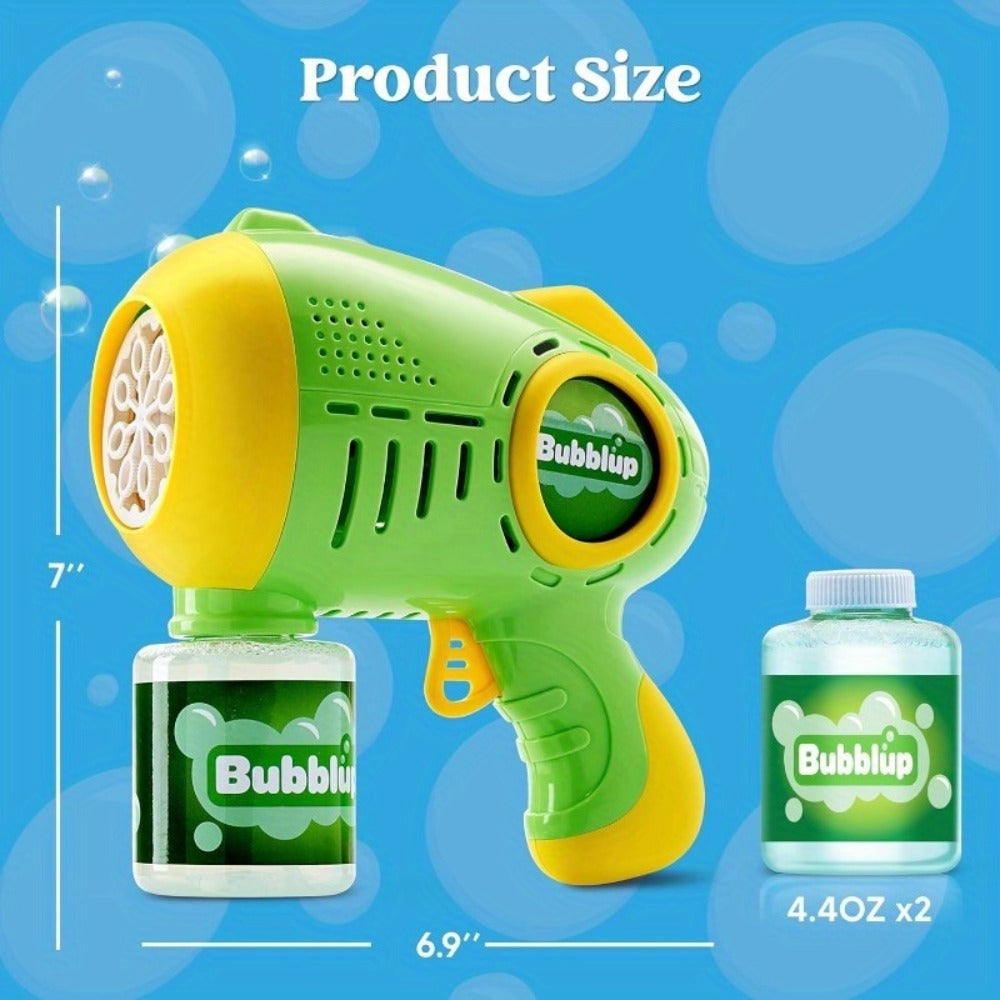 SYNCFUN 2 Packs Bubble Guns with 4 Bottles Solution, 10 Holes Light Up Automatic Bubble Machine Gun for Kids, Adults, Summer Toys, Easter Basket Stuffers, Birthday Gift, Party Favors