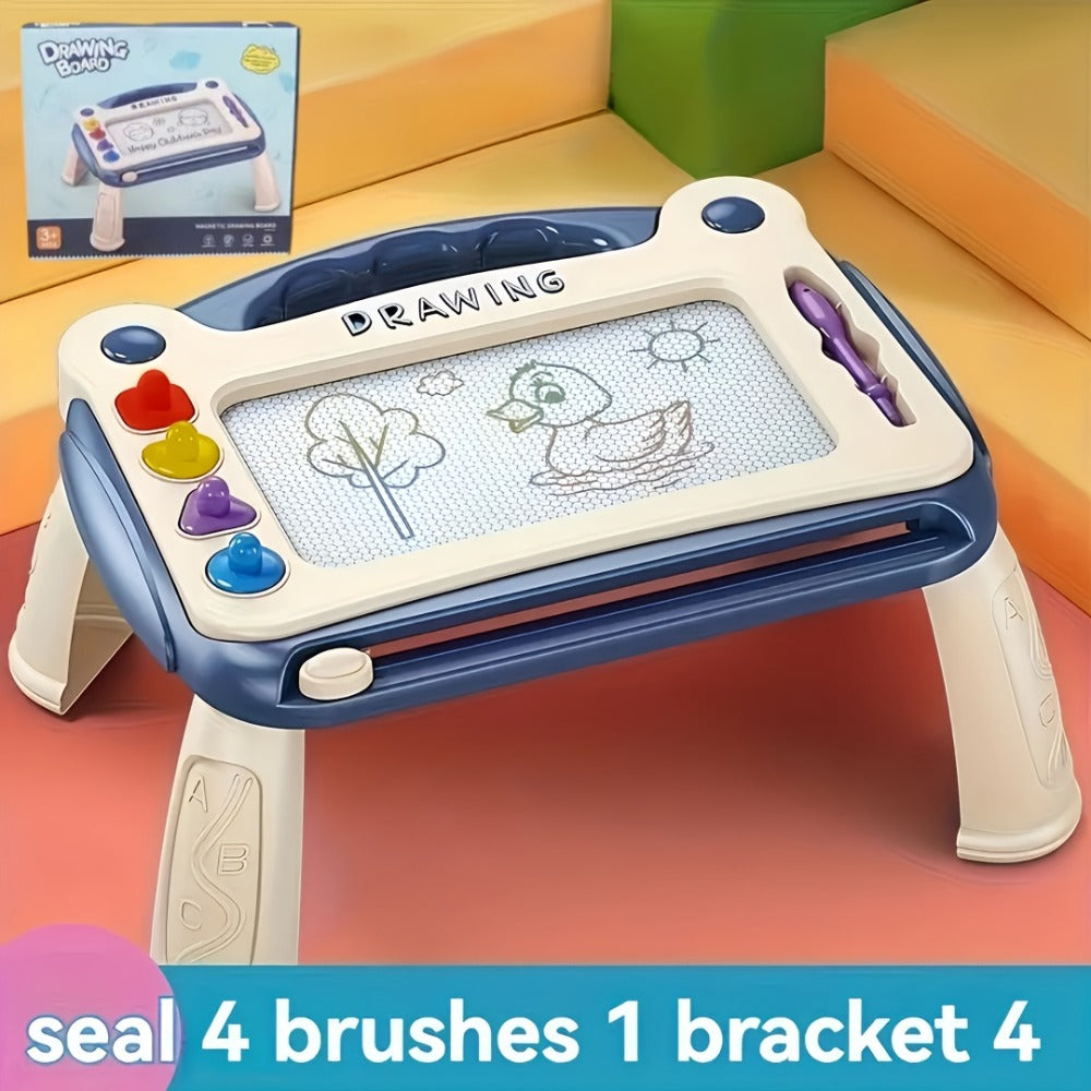 Kids Drawing Board Toy 3-in-1 with Stamps Brush Stand – Magnetic Doodle Art Set for Toddlers Boys Girls Ages 3+ Birthday Easter Christmas Gift STEM Creative Play