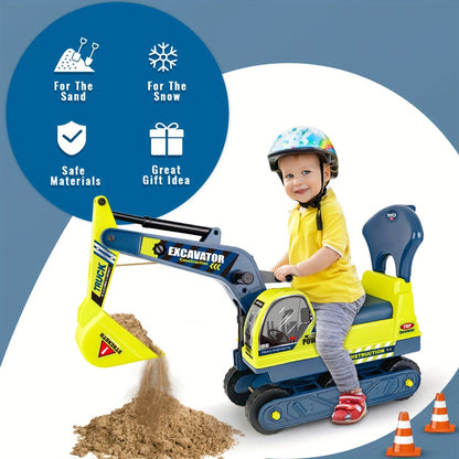 Kids Ride-On Construction Truck Large Manual-Powered Engineering Vehicle Safety Bumpers Indoor Outdoor Beach Play Birthday Holiday Gift Boys Ages 3-6+ Green Thickened Standard