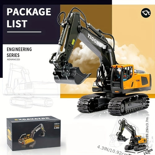 Remote Control Excavator, Bulldozer, Dump Truck, Loading Truck, Toy Set, Single Or Multiple Combination Set, Boys' Model, 1200mAh Remote Control Excavator Toy With Metal Shovel And Light, Suitable For Boys Over 6 Years Old