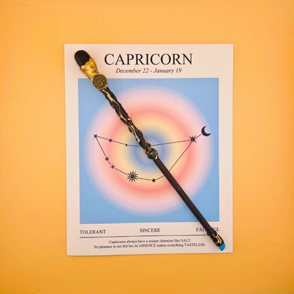 Zodiac Crystal Magic Wand Handmade with Gift Box – All 12 Signs Cosplay Scepter Witch Wand for Halloween, Christmas, Valentine's Day & Birthday Gift, Astrology Lover Gift for Her