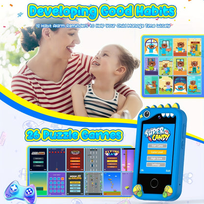 Kids Mobile Toy, Educational Toy with Dual Cameras, Touchscreen, And Stylish Design Portable MP3 Music Player, Games, Alarm Clock USB Rechargeable Christmas & Birthday Gift Kids' Theme Music Player Children's Mobile Phone Toy, Educational Toy