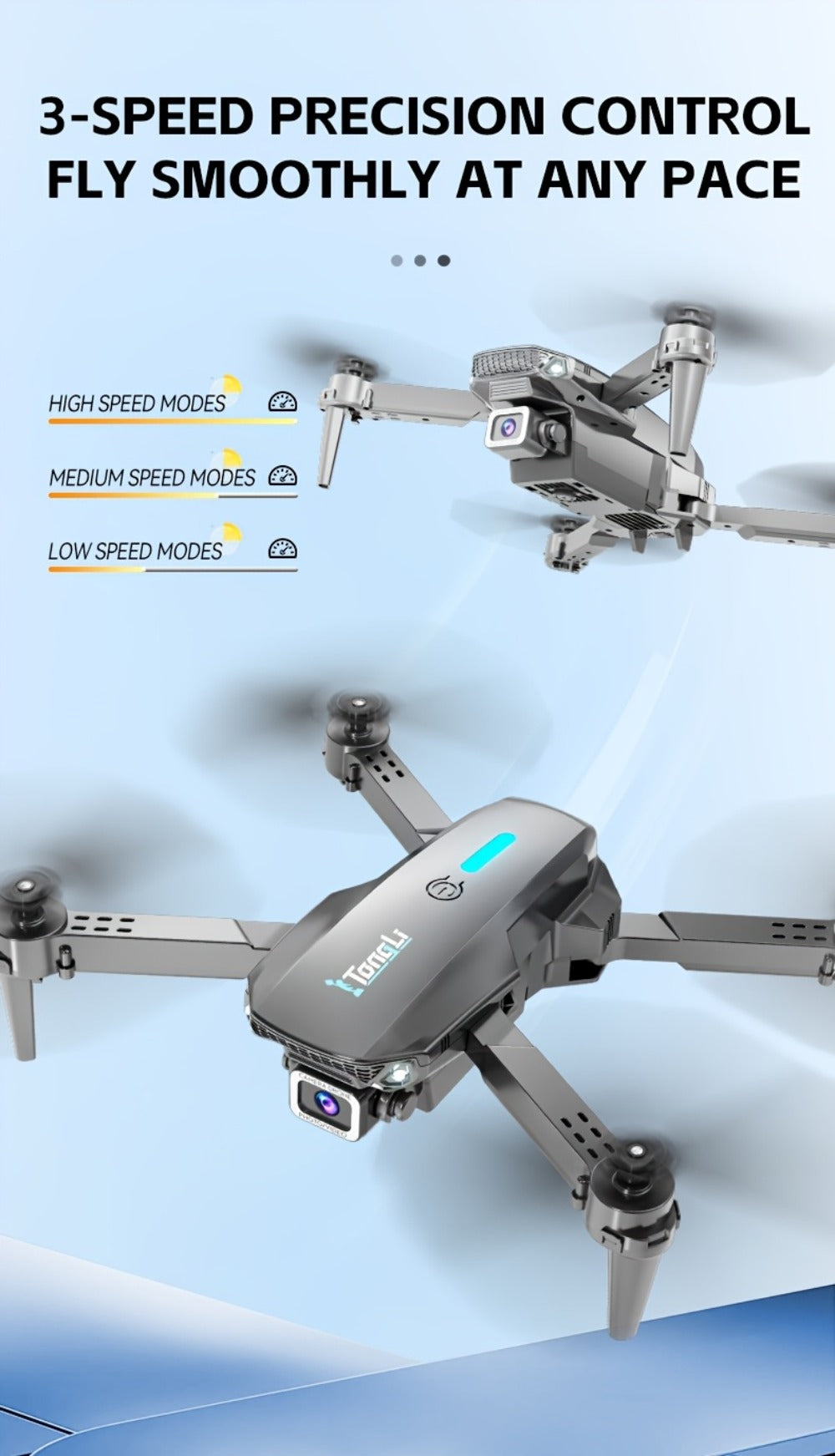Foldable HD Camera Drone with Free Storage Bag & USB-C Charging – 3D Flips, Beginner-Friendly Aerial Photography Quadcopter for Vlogging, Outdoor Flying, Single or Dual Camera Options