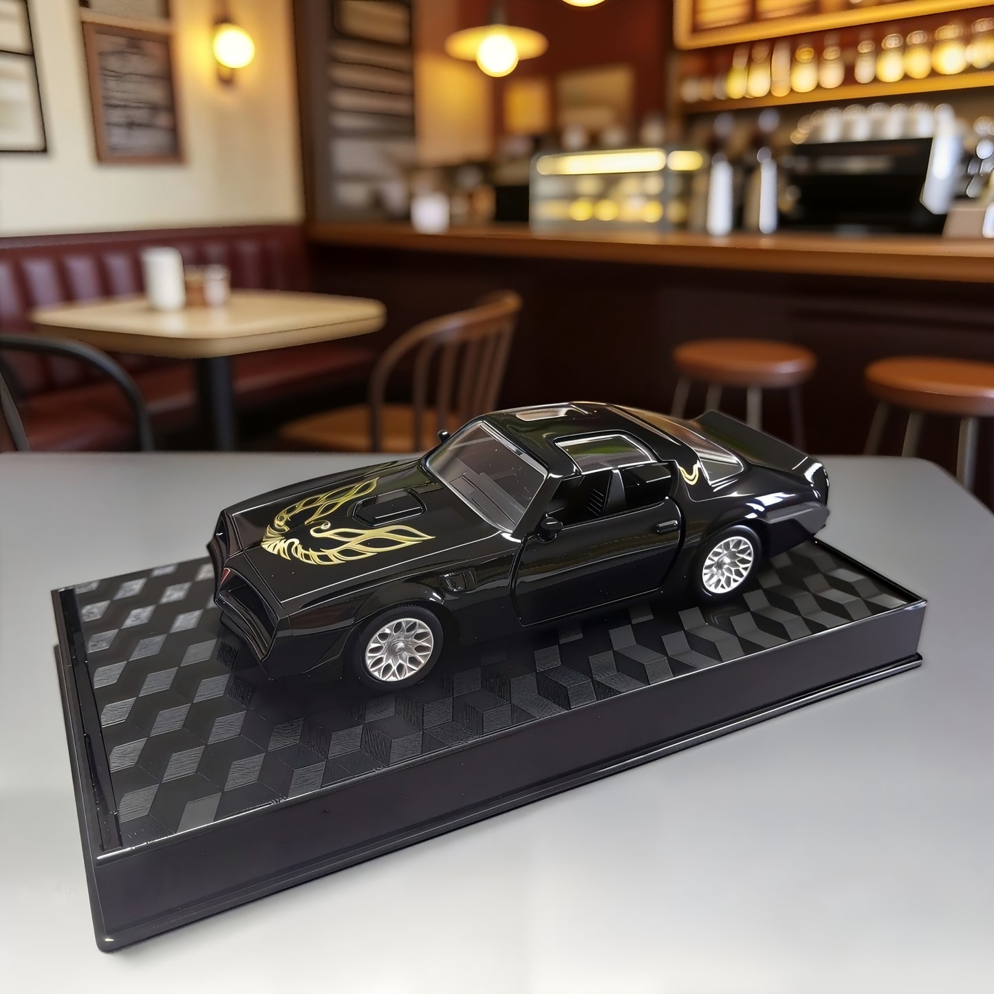 RMZ 1:36 Pontiac Firebird Zinc Alloy Toy Car Model, Openable Doors Pull-Back Vehicle Highly Detailed Static Display Ornament, Collectible Miniature For Home Decor, Ideal Gift For Muscle Car Enthusiasts & Kids Ages 3+ Boys Girls
