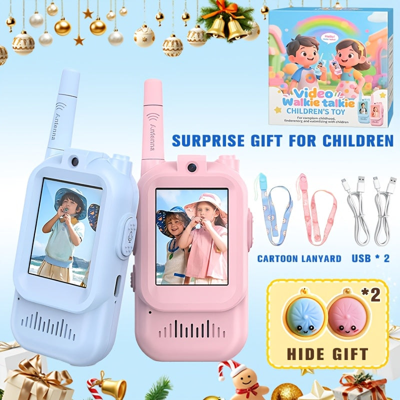 2pcs Children's Walkie-talkie Toys, 2.4GHz Wireless Walkie-talkies with Video Call And Voice-changing Functions, Equipped with High-definition Cameras, Long-distance Communication, Suitable for Children Aged 3-14, Ideal for Outdoor Play
