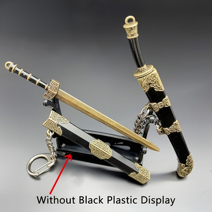 7pcs Miniature Metal Swords Set, Ancient-Inspired Toy Pendant Collection, Military Theme, Durable Metal Construction, Ideal Gift For Game & Anime Enthusiasts, Ages 14+ (Sheath Included, No Display)