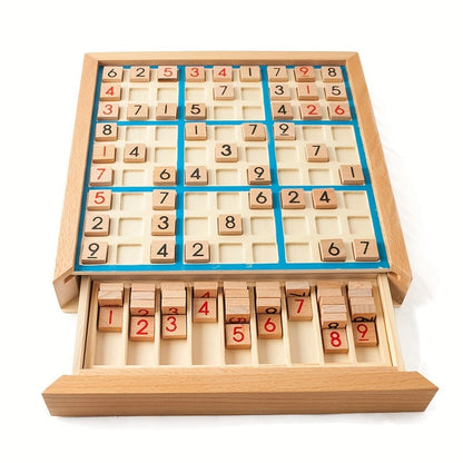 Wooden Sudoku Board Game for Kids & Adults – Logic Brain Teaser Puzzle with Challenge Cards, Number Thinking Educational Family Game, Gift for Christmas Halloween Birthday