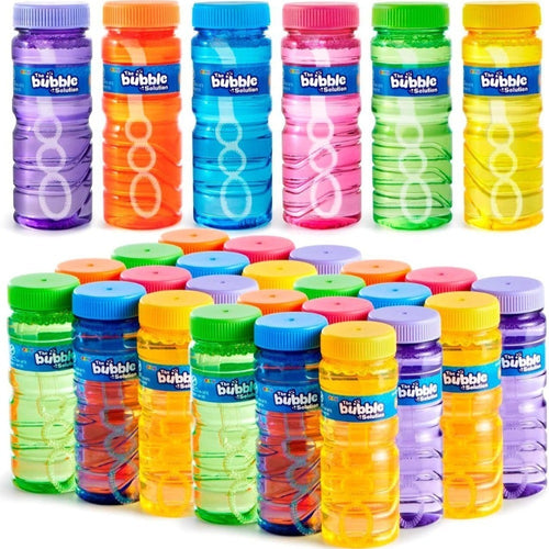 Bubble Bottles with Wands Party Favors 6, 12 or 24 Pack – 4oz Bubble Solution for Kids Ages 3+, Birthday Party Supplies, Outdoor Summer Toys & Wedding Favors