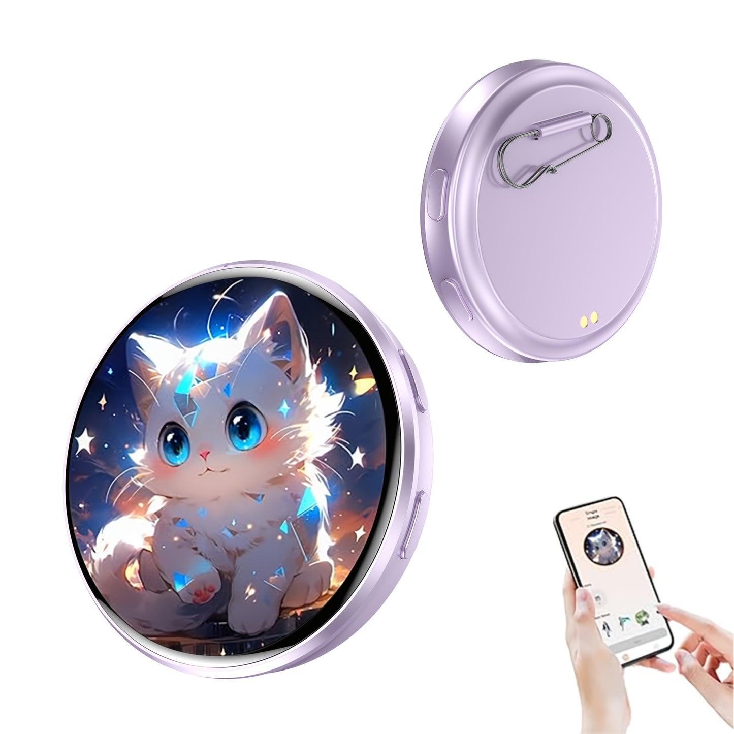 2026 New Electronic Badge with Display, Dynamic Touch, High Frame Rate, 600mAh Battery Life, 6.0 Bluetooth, USB Magnetic Charging, Anime Brooch & Digital Badge Compatible with Anime Fans to Wear On Occasions, Cosplay And Concerts