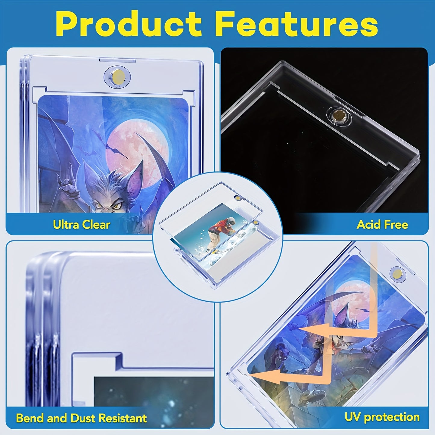 5/30/60pcs 35 Point Magnetic Trading Sports Card Holders One-Touch Hard Case Packs