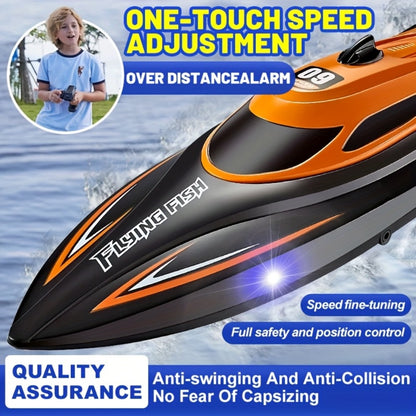 RC Speedboat 30KM/H with LED Night Navigation Lights – 2.4G Remote Control High Speed Boat, Anti-Capsizing Water Cooling System, Pool & Lake RC Toy for Kids & Adults, Birthday Gift
