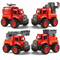 4pcs Red Construction Vehicles