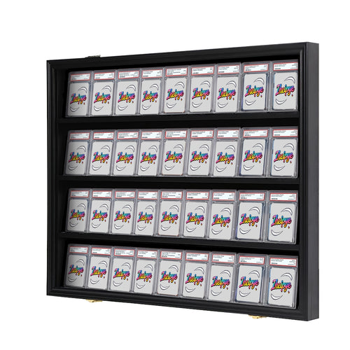 KCRasan 36 Graded Sports Card Display Case - Baseball Card Display Case Lockable - Collection Card Display, Wall Display Frame for Basketball Football Hockey Trading Cards with UV Protection Acrylic