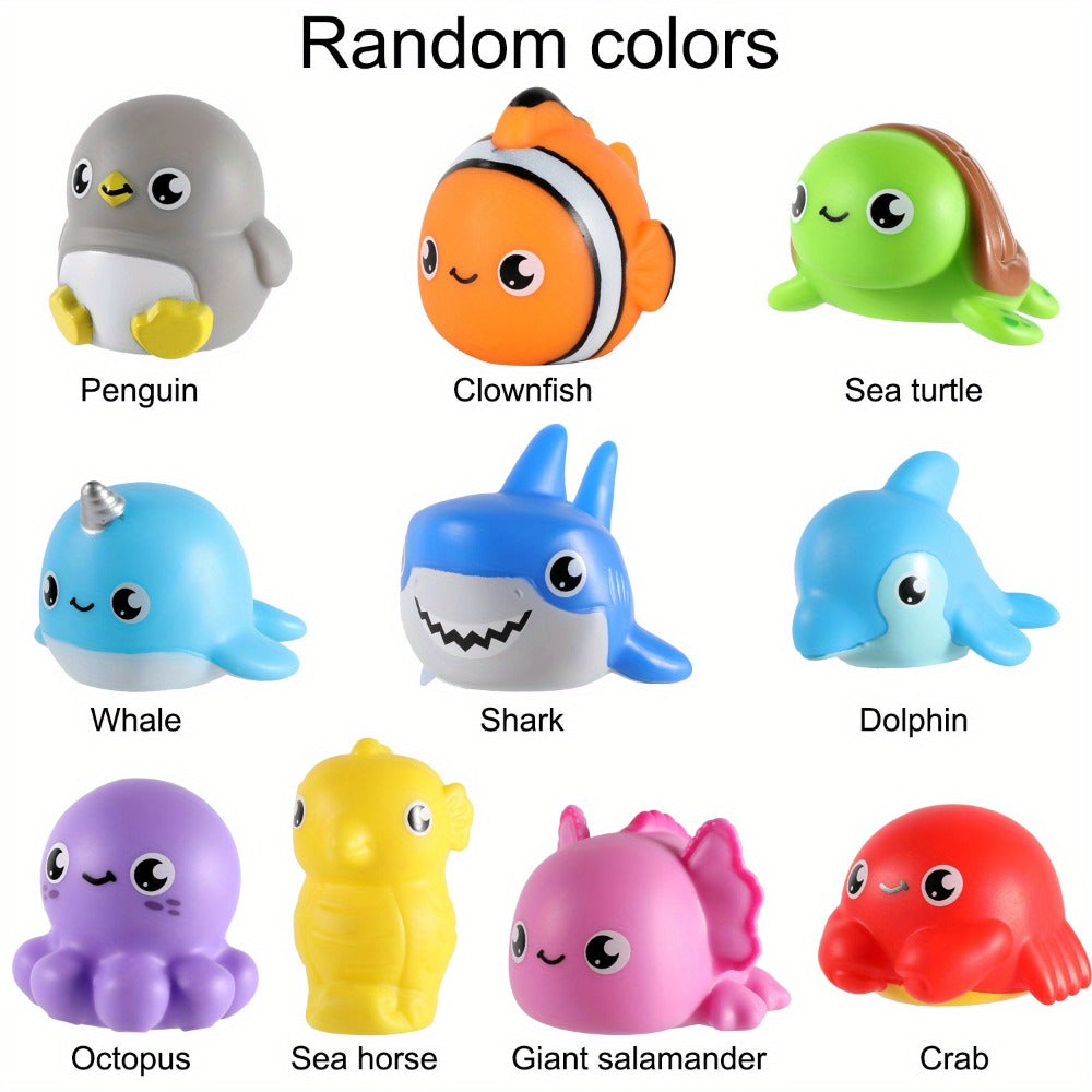 Ocean Animal Light Up Bath Toys 6 8 10 Pack – Glowing Sea Creature Floating Bathtub Toys for Baby Toddlers, Water Pool Toys for Boys & Girls, Random Colors Bath Time Gift Set