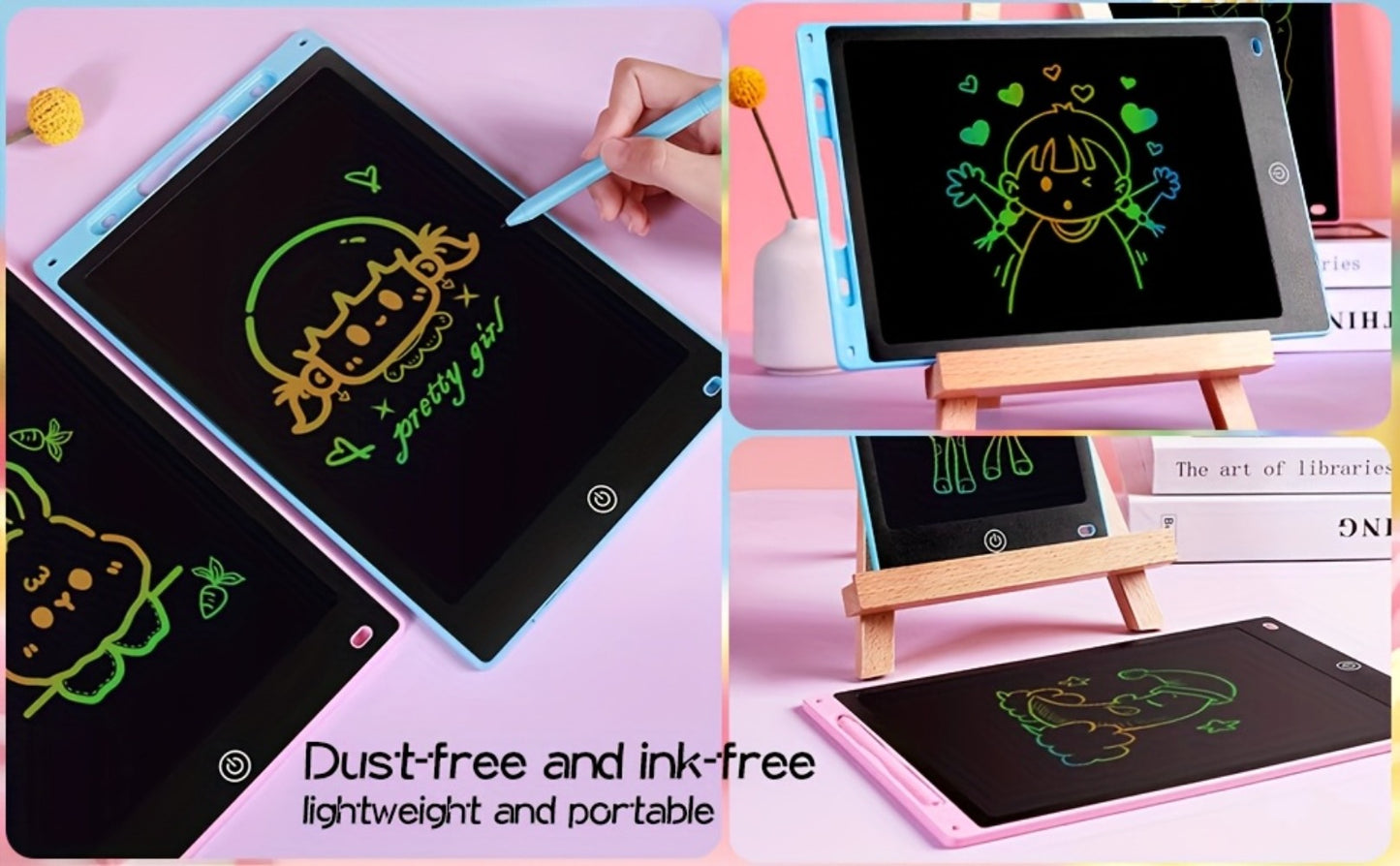 Large LCD Drawing Tablet for Kids 16 & 20 Inch – Colorful Erasable Electronic Doodle Board Reusable Writing Pad | Educational Art Toy Birthday Christmas Gift | Blue Pink Black