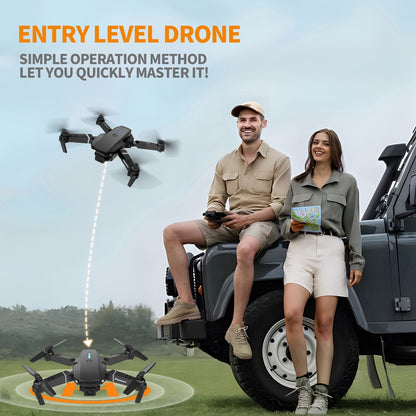 E88 Dual Camera Drone with 360° Stunt Flip & Surround Flight – Optical Flow Positioning, Intelligent Height Hold, Foldable Portable Body, 500mAh Battery, Indoor Outdoor RC Quadcopter for Adventure