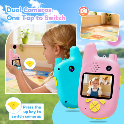 Kids Video Walkie Talkies 2 Pack with Video Call, Voice Changer & Dual Camera – Long Range Outdoor Toy, Birthday Gift for Boys Girls Age 4+, Indoor Camping Hiking Play