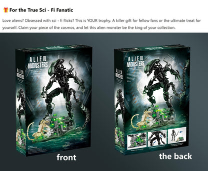 Alien Beast Building Blocks Set 958pcs – Sci-Fi Movie Character Model Kit, Black ABS Bricks, STEM Toy for Kids Teens & Adults, Cool Birthday Christmas Gift Display Collectible