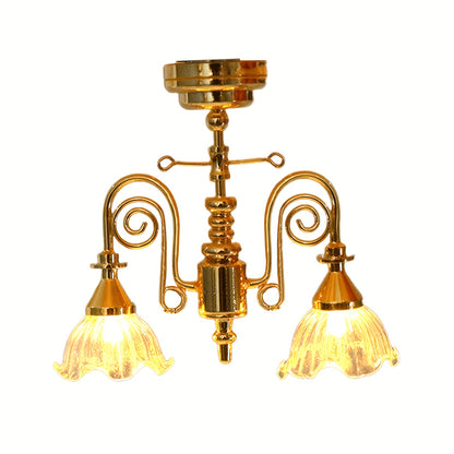 Miniature LED Ceiling Lamp for Dollhouse, Tiny Working Chandelier for Scale Models, Doll House DIY Decoration, Sand Table  Lights, Miniature Luminous Ceiling Lamp