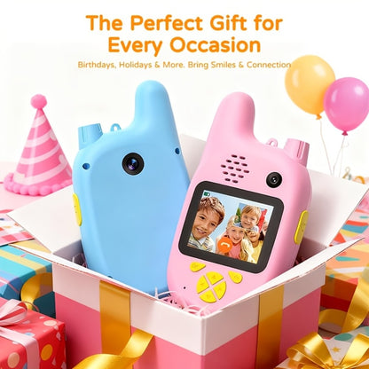 Video Walkie Talkies (2pcs) with Voice Changer, Video Call, Take A Picture, Dual Cameras for Indoor Play Camping Hiking Travel Birthday Gift, Outdoor Communication, Travel Essentials, Colorful Design, Durable(2412-2462MHZ)