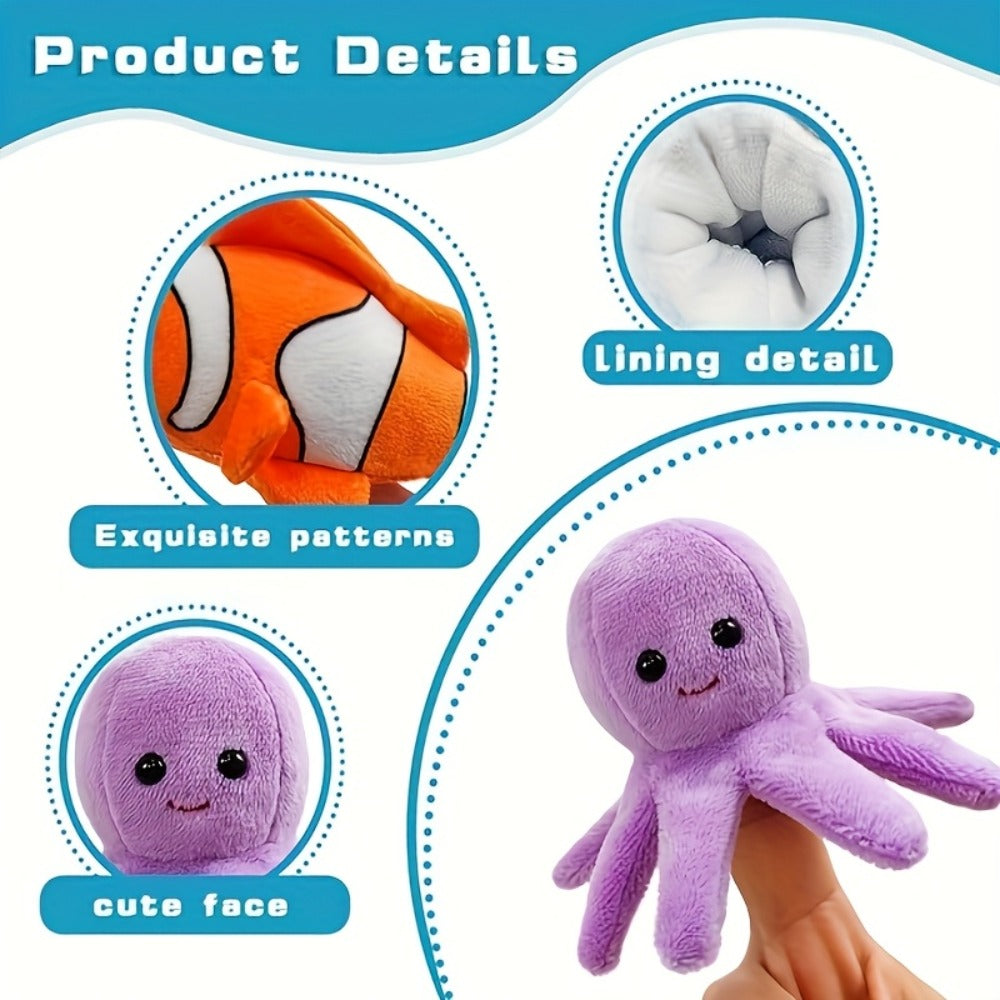 6pcs Finger Puppets Set, Cute Sea Animal Finger Puppet For Role-Playing Mini Hand Puppets Suitable For Kids, Sea Animal Puppets For Storytelling, Realistic Finger Puppet For Toddlers.