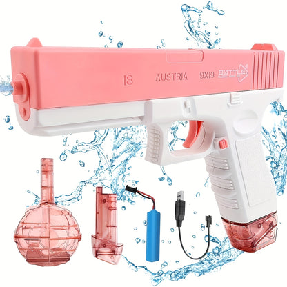 Pink/blue High-capacity Automatic Water Gun - A Long-range, Durable Toy with Dual Magazines And An Ergonomic Grip, Perfect for Summer Swimming Pools And Outdoor Entertainment, A Toy Gun