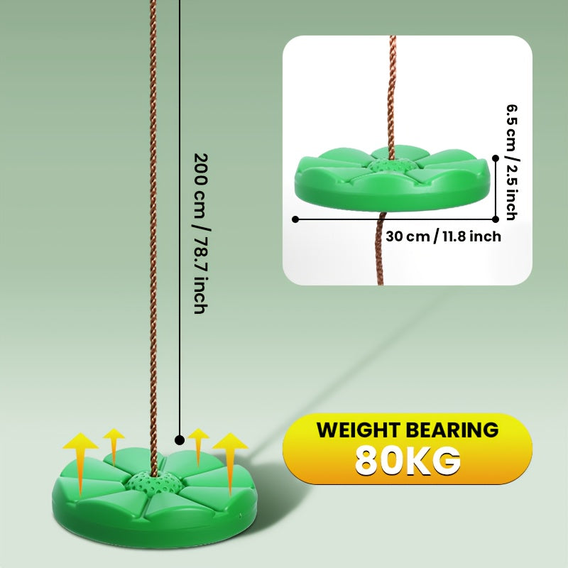 [Outdoor Fun Swing] Single-Person Thickened Swing, Outdoor Fitness Petal-Shaped Fun Swing, Diameter 11.8 Inches, Rope Length 78.7 Inches, Suitable for Playgrounds/Backyards