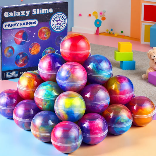 Set of 36 Galaxy Slime Balls for Party Gifts, Ideal for Classroom Rewards And Party Supplies