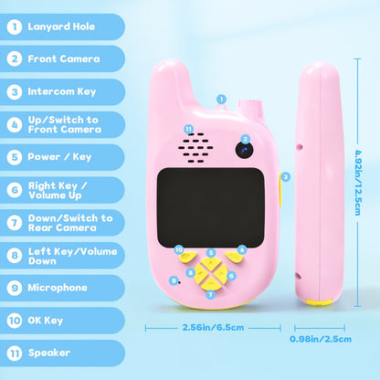Video Walkie Talkies (2pcs) with Voice Changer, Video Call, Take A Picture, Dual Cameras for Indoor Play Camping Hiking Travel Birthday Gift, Outdoor Communication, Travel Essentials, Colorful Design, Durable(2412-2462MHZ)