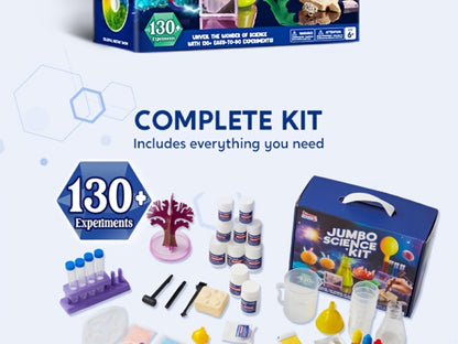 Jumbo Science Kit for Kids 130+ Experiments – STEM Chemistry Set with Crystal Growing Glowing Bulb Fossil Dig Soap Making, Hands-On Science Experiment Gift for Boys Girls Ages 6-12 Birthday Christmas